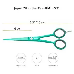 Фото Ножницы прямые Jaguar White Line Pastell + Mint 5,5 - 4