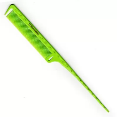 Фото Зеленая расческа с пластиковым шпикулем и линейкой Y5 Exotic color line 23 см