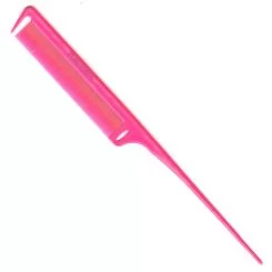 Фото Розовая расческа с пластиковым шпикулем и линейкой Y5 Exotic color line 23 см - 1