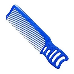 Фото Синяя расческа со скошенными зубцами YS Park Barbering 185 мм. Серия YS 247 - 1