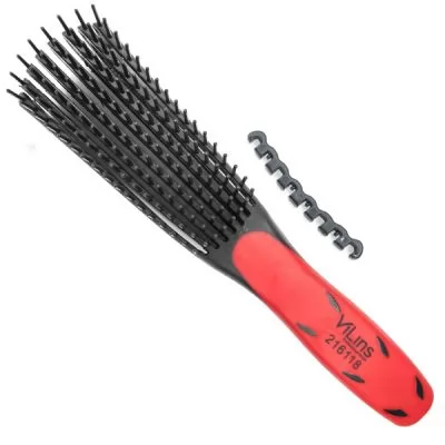 Веерная щетка для укладки волос Vilins Professional Black and Red