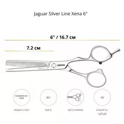 Фото Перукарські ножиці для стрижки Jaguar Silver Line Xena 6.00" - 2